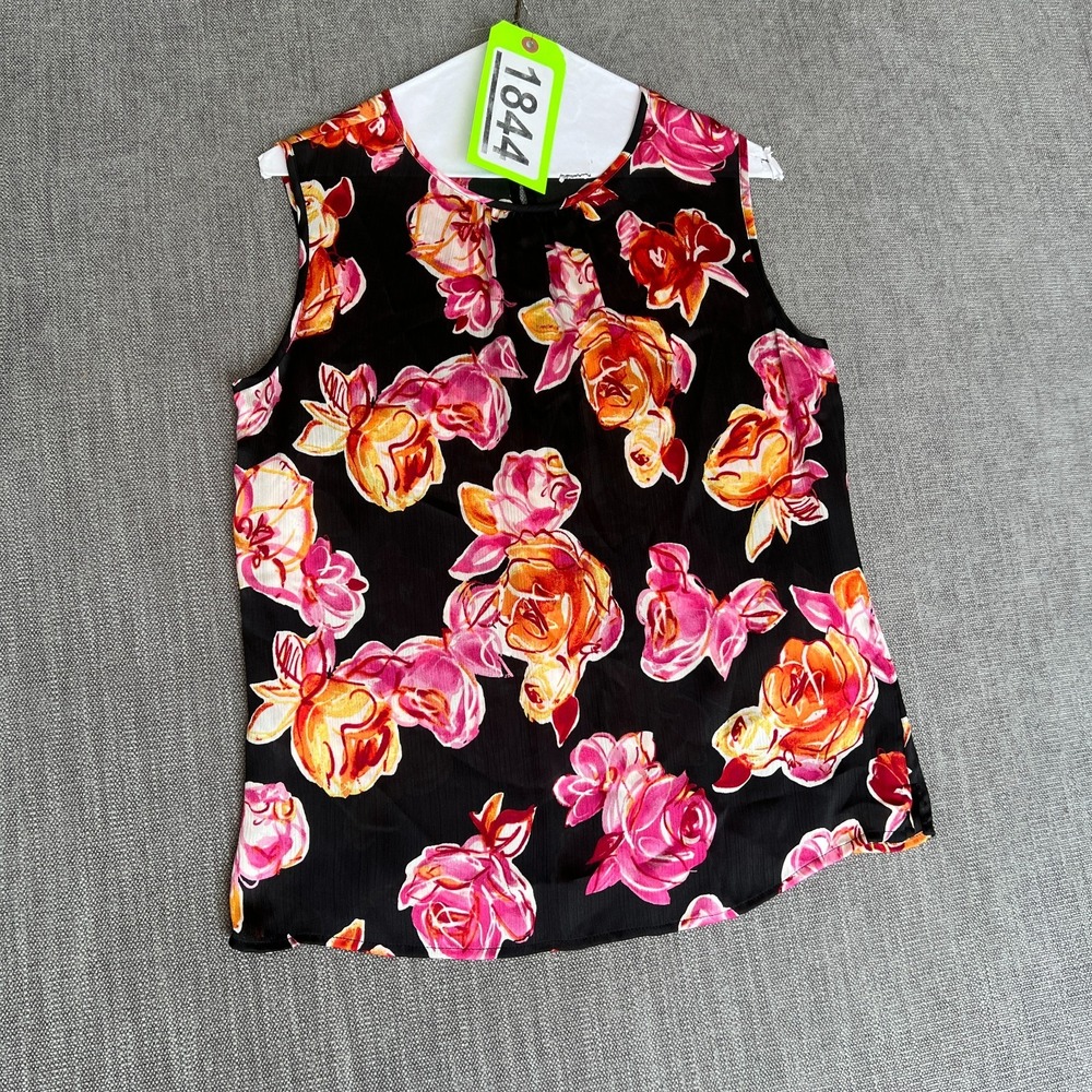 Tahari Arthur S. Levine Tank Top Womens S Multicolor Floral Keyhole Back Boho